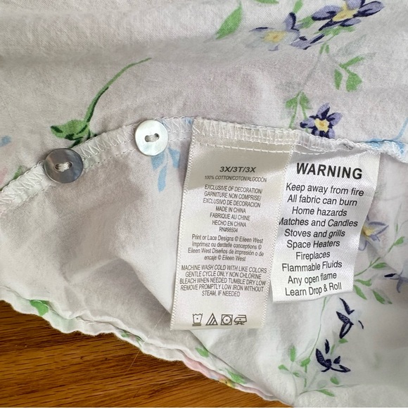 EILEEN WEST Floral Sleeveless 100% Cotton Nightgown Prairie Cottage 3X - Picture 4 of 16